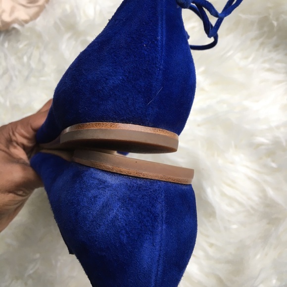 Blue suede ballerina tie up flats - Picture 5 of 6